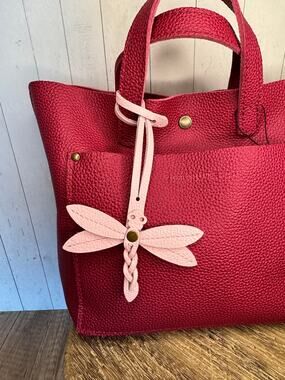Portland Leather Dragonfly Charm PINKABOO Pink Purse Charm FAST SHIP Bag Charm